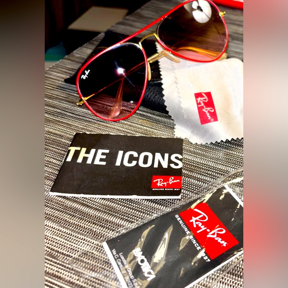 Ray-Ban AUTHENTIC Aviator Red Framed Sunglasses